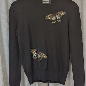 Markus Lupfer Black Sweater with Colorful Butterfly Design